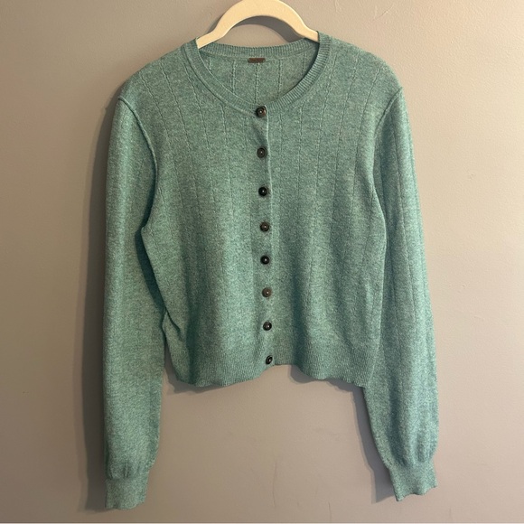 Free People Teal Cardigan Sweater - Picture 1 of 7